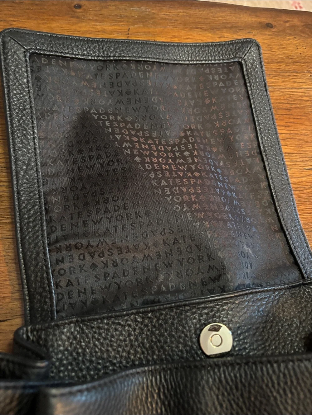 kate spade Black Pebbled Leather Drawstring Backpack Purse